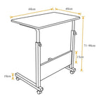 Mesa auxiliar con ruedas 60X40 cm Mesa para portátil Mesa Auxiliar de Altura Ajustable para Dormitorio Mesita de Noche Móvil Diseño Compacto que Ahorra Espacio