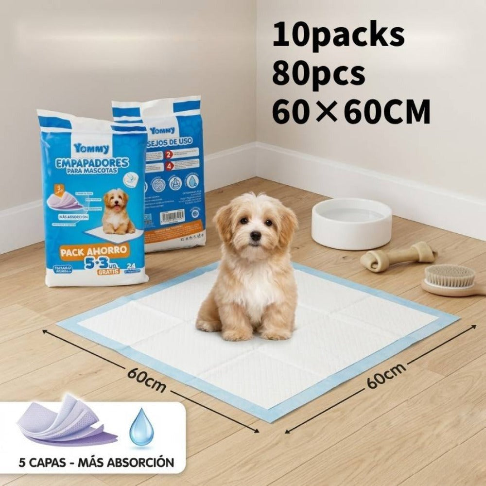 80 unidades de Empapadores para Mascotas | Empapadores para Entrenamiento de Perros y Cachorros | Absorción Rápida | Diseño Antifugas | Adecuados para Entrenamiento en Interiores o Uso en Exteriores | Tamaños: 40×50CM, 60×60CM, 60×90CM | Adecuados para Ma