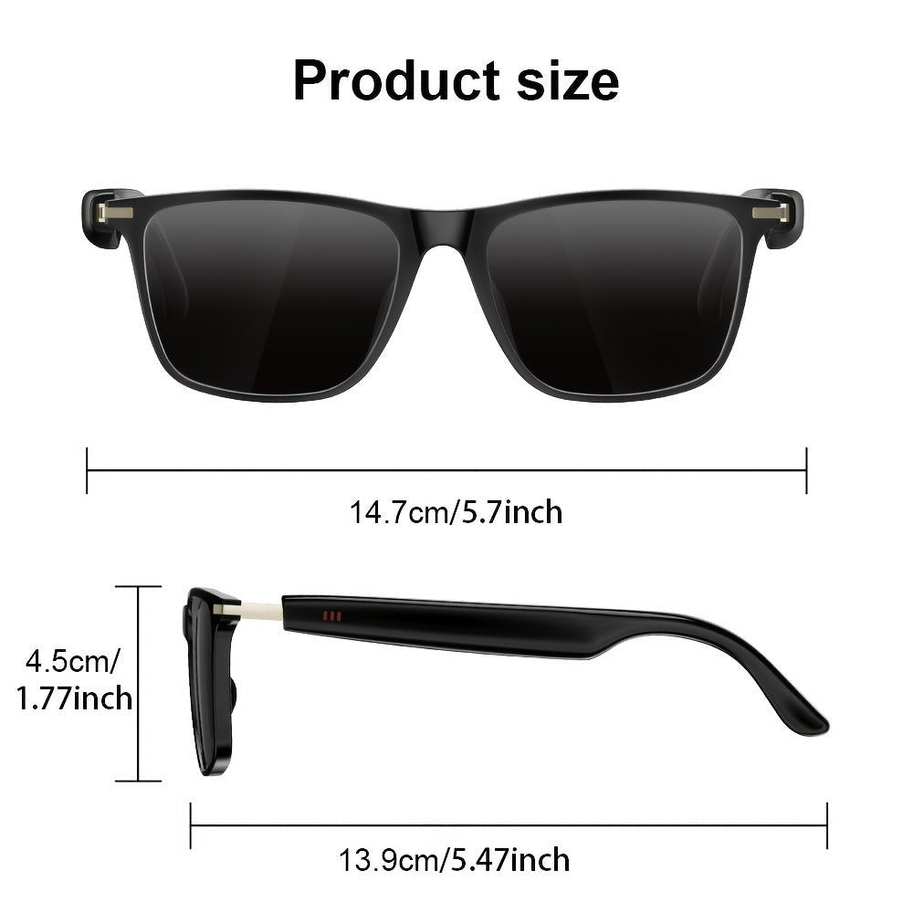 Gafas de audio inteligentes multifuncionales con tecnología de onda sonora incorporada, altavoz lineal, compatibles con llamadas inalámbricas, contestar llamadas, rechazar llamadas, escuchar música con gafas, control de fotos, batería grande de 85mAh*2, b