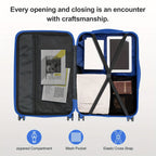 Juego de Equipaje 5 en 1, Maleta de Viaje con Estuche de Cosméticos, Juego de Maletas Rígidas con Ruedas Giratorias, Equipaje con Estuche de Tocado, Equipaje de Mano y 4 Protectores de Esquina, Maletas ABS Ligeras y Portátiles para Viajes y Negocios (12"1