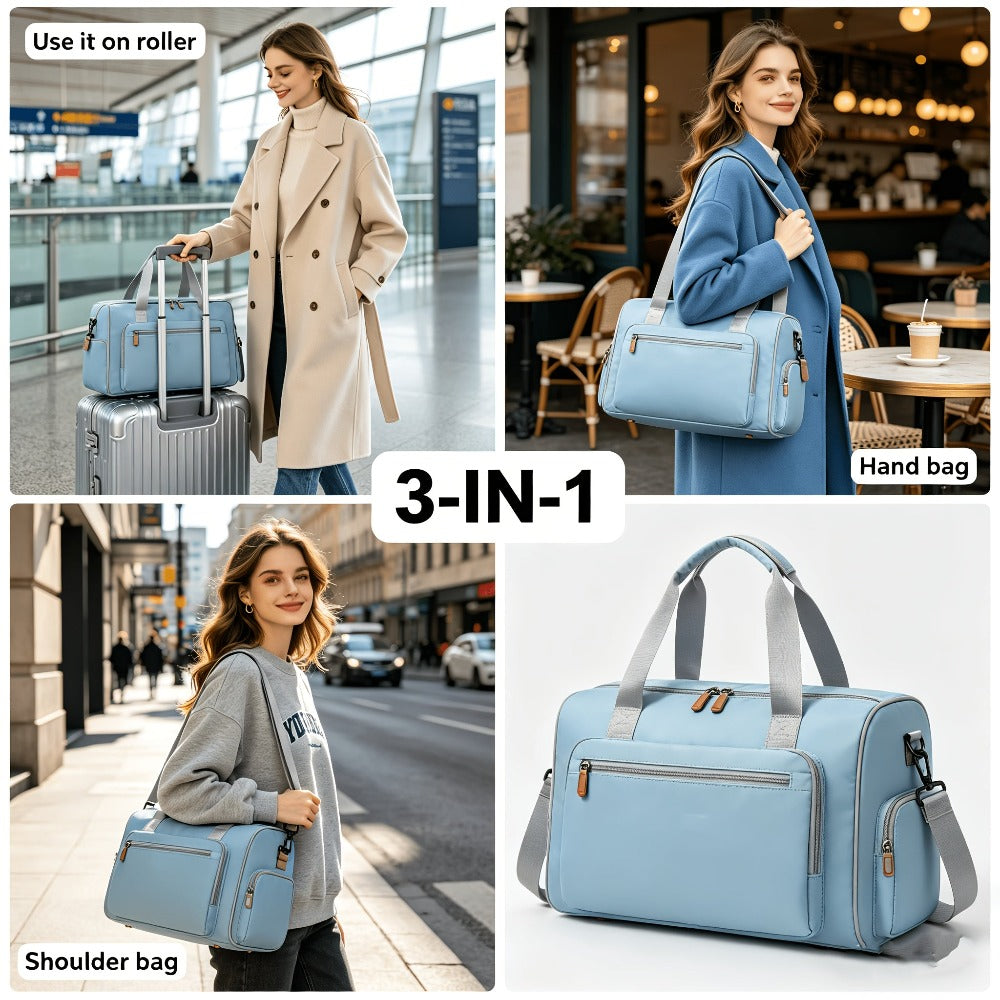 Funda de ropa de viaje colgante convertible con compartimento para zapatos y maleta de alta calidad, adecuada para guardar vestidos sin arrugas, bolso de mano portátil para pernoctar con almacenamiento para zapatos, colgante para vestidos, trajes, transpo