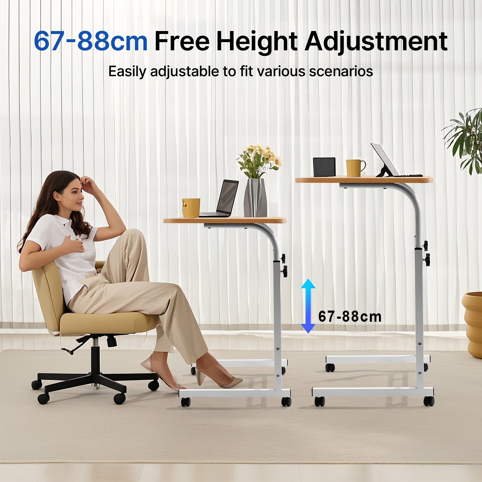 Escritorio | Escritorio ergonómico de altura ajustable de 59.94cm - 88.9cm y ángulo de 0° - 90°, escritorio para ordenador que ahorra espacio