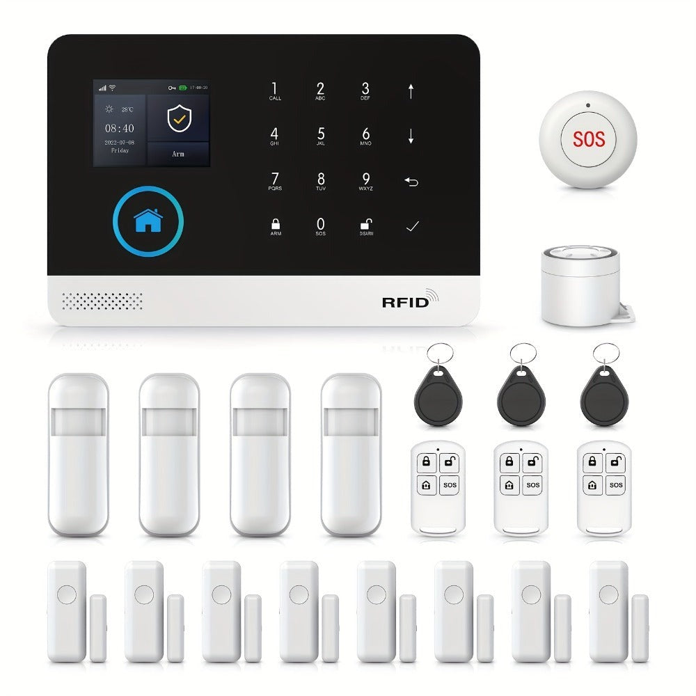 Sistema de alarma PGST para seguridad del hogar, kit de alarma DIY WiFi+GSM 2G con alerta por aplicación de teléfono, sensor de puerta/ventana, control remoto, compatible con Alexa y Google para casa, apartamento
