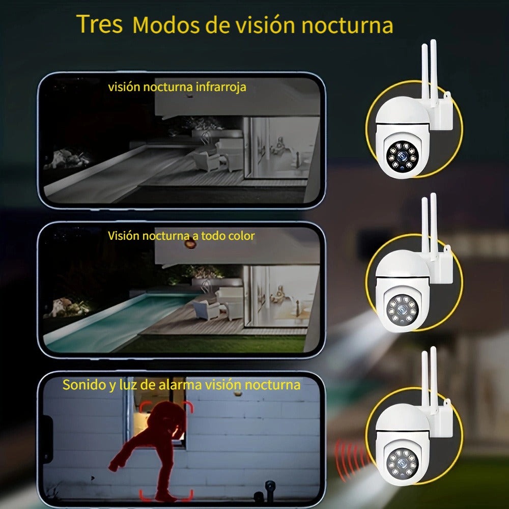 Viernes 4 piezas Cámara de seguridad Ease Life APP WiFi 1080P HD, para interior/exterior, visión nocturna a color, audio bidireccional, /inclinación/zoom 360, seguimiento y detección de movimiento para seguridad del hogar, foco y sirena, alimentación por
