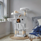 Rascador para gatos | Torre para Gatos de Múltiples Niveles con Percha Ultra-Suave y Juguetes Colgantes, Escondites Cerrados & Postes Rascadores