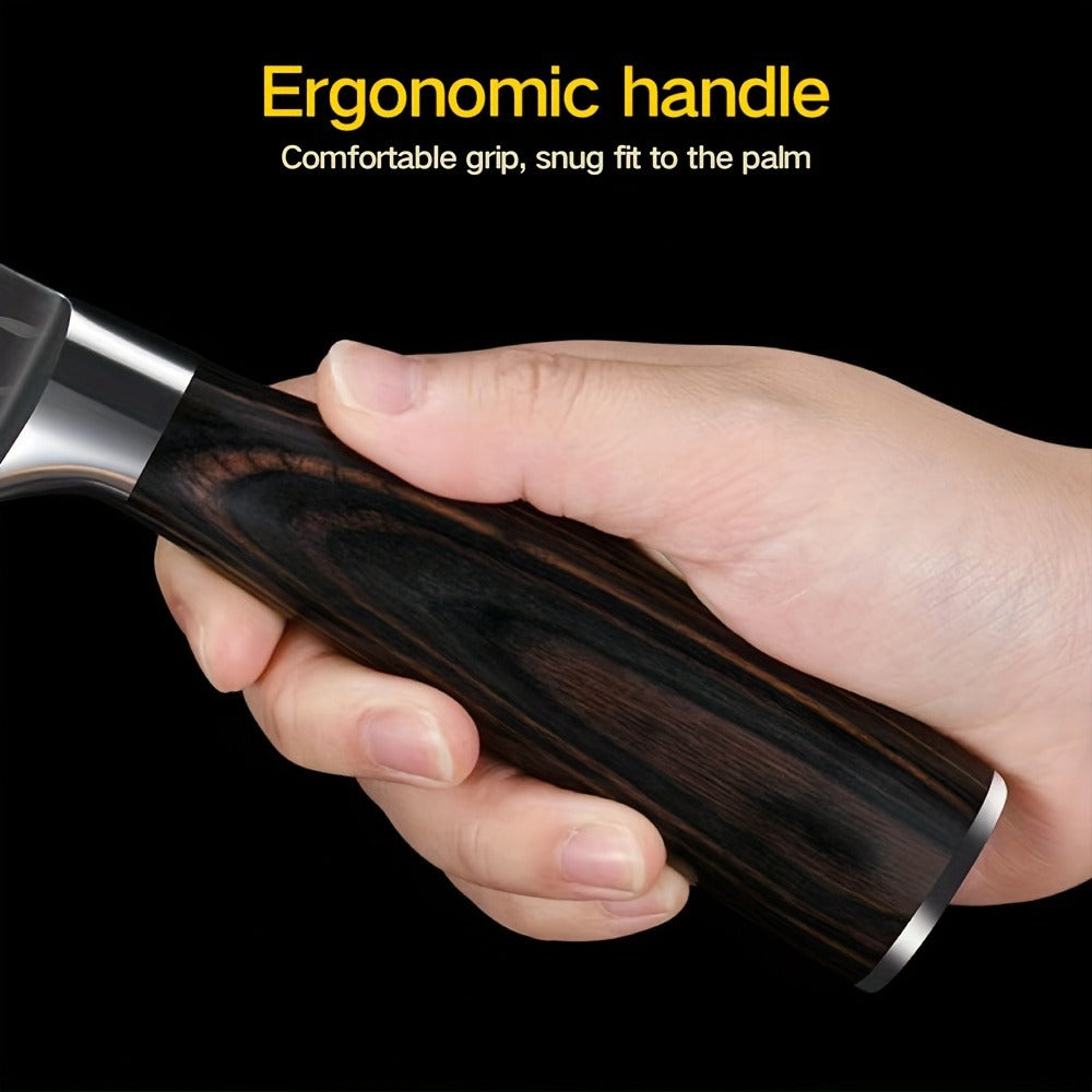 Juego de 8 cuchillos, Cuchillo de chef, Cuchillo de cocina universal, Acero inoxidable alemán, Mangos ergonómicos de Pakkawood para restaurante doméstico
