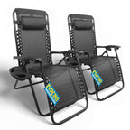 Tumbona Jardin Exterior Plegable Gravedad Cero - Pack 2 Sillas Reclinables o Hamacas para Playa, Terraza y Camping con Portavasos, Ligeras y Cómodas