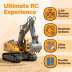 Vehículo de construcción con control remoto amarillo de 13 canales, excavadora, camión volquete, bulldozer, regalo perfecto para cumpleaños, Halloween y Navidad de niños
