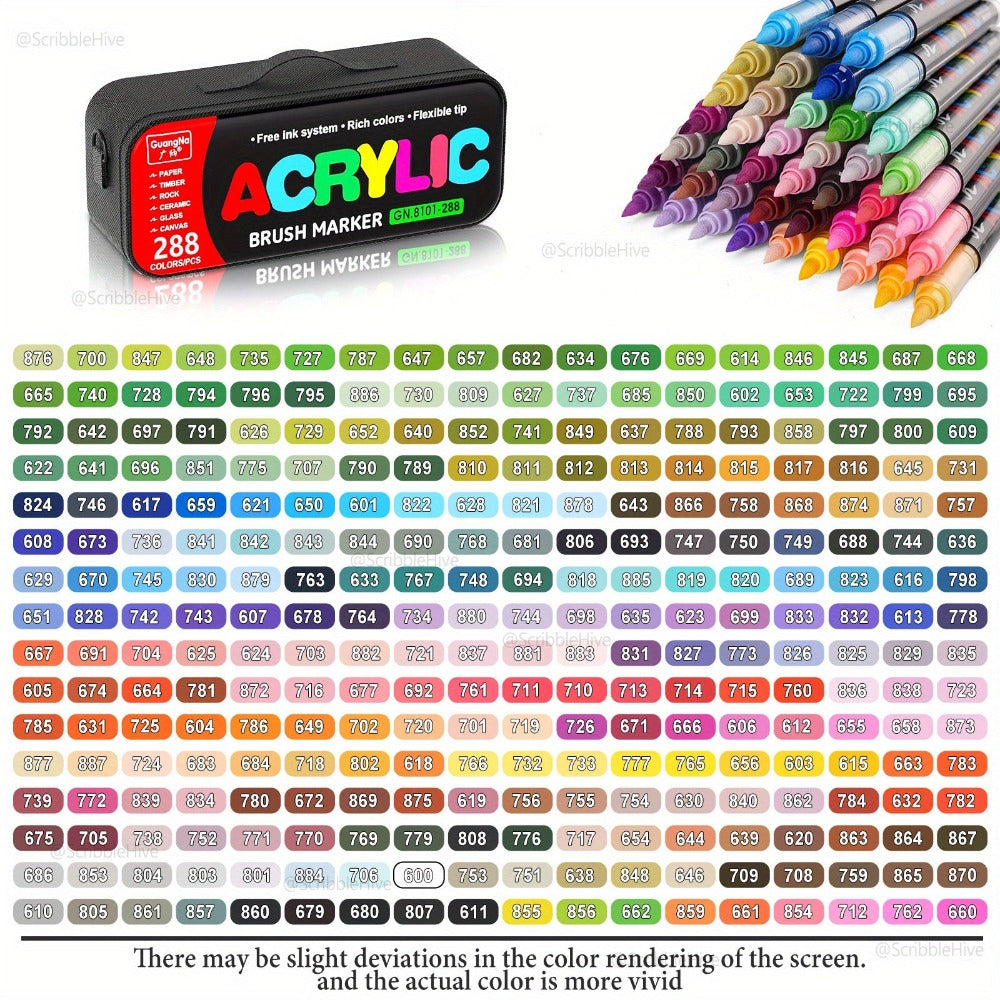 El nuevo set de marcadores Guangna de 288/240 colores es adecuado para plástico, vidrio, metal, bambú, lienzo, roca, cerámica y manualidades de tela, y se utiliza para fines de pintura artística profesional.