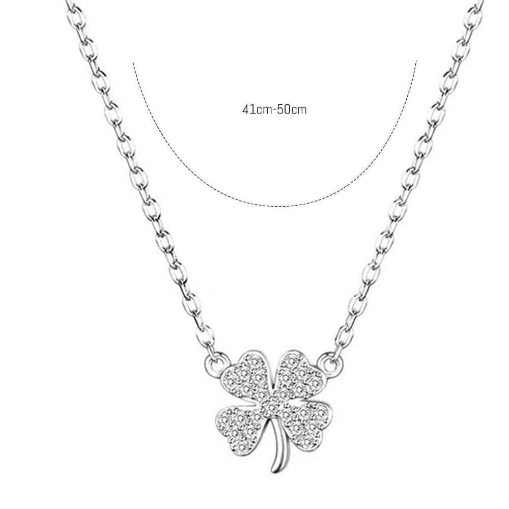 Cadena de Plata 925 para Mujeres con Colgante de Trébol de Cuatro Hojas, Longitud Ajustable de 40 a 60 cm, Cadena Duradera y Resistente como Amuleto de la Suerte, Regalo para Mujeres en San Valentín o Cumpleaños