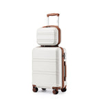 Juego de maletas de 2/4 piezas color blanco crema, carcasa rígida de ABS con trolley, candado TSA, 4 ruedas giratorias, maleta de viaje
