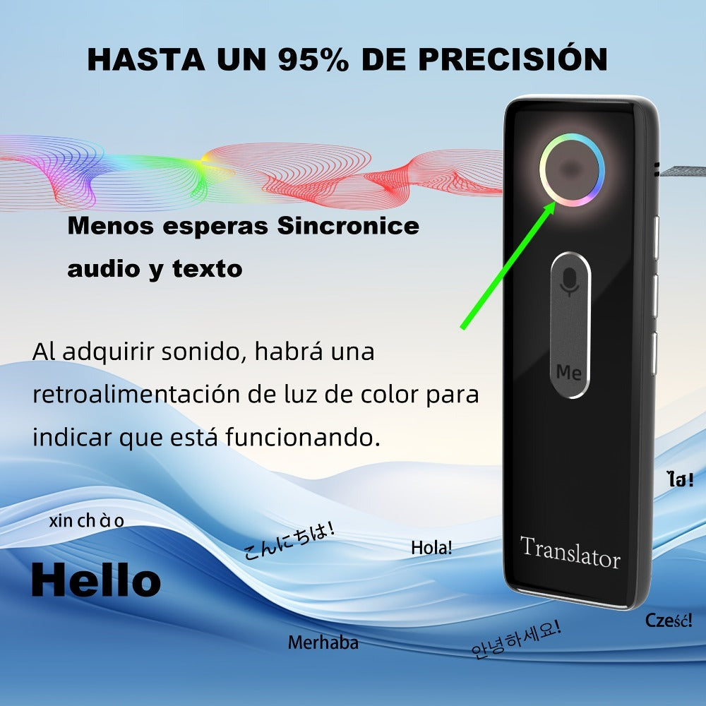 Gadget de traducción de idiomas compacto, traductor bidireccional instantáneo, aplicación de traducción de voz en línea, compatible con 136 idiomas, dispositivo de traducción altamente preciso para viajes, negocios y educación