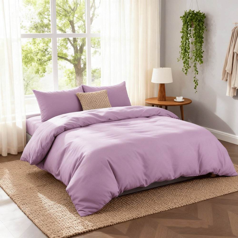 Juego de funda nórdica para cama 90-180 | Poliéster microfibra Incluye 1 funda de edredón y 1 funda de almohada (50×75 cm). Diseño liso, elegante y versátil. La funda de edredón puede utilizarse como colcha o sábana
