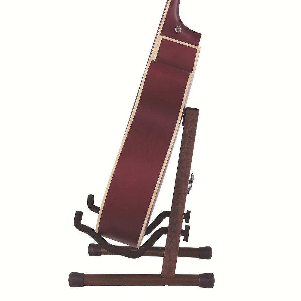 Soporte para guitarra de madera de acacia en forma de A, ajustable y plegable, apto para violines, guitarras, bajos, mandolinas, banjos y ukeleles - Soporte portátil para instrumentos musicales con base de pie, fácil montaje para estudio, sala de práctica