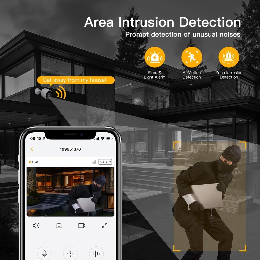 1/2/4 piezas Laxihub 3MP 1296P Cámaras de seguridad Wi-Fi para exteriores, Cámara interior para seguridad del hogar, para vigilancia de puertas domésticas, Audio bidireccional, Almacenamiento en la nube/tarjeta SD, Visión nocturna a todo color, Cámara dig