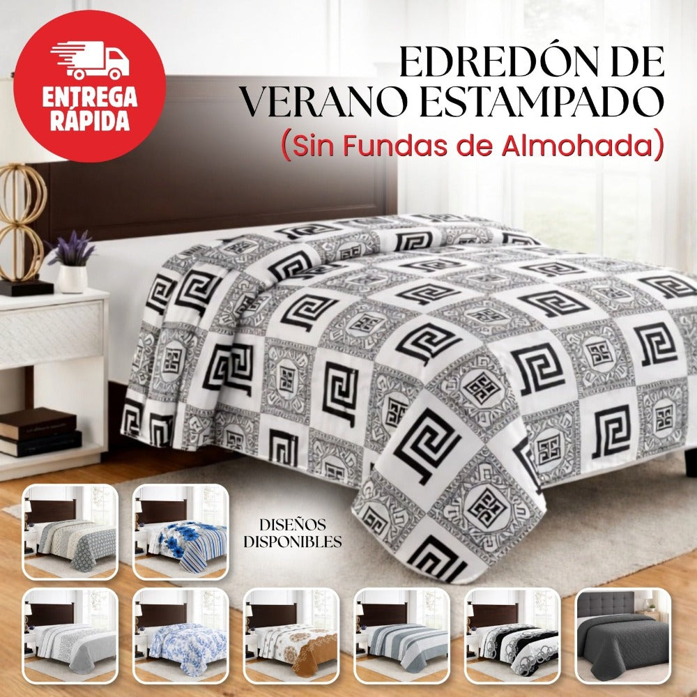 Colcha Bouti Verano Estampada Reversible – Microfibra Suave y Duradera, Antiárrugas, Secado Rápido, Ligera para Cama Individual 90 y Doble – Sin Fundas de Almohada