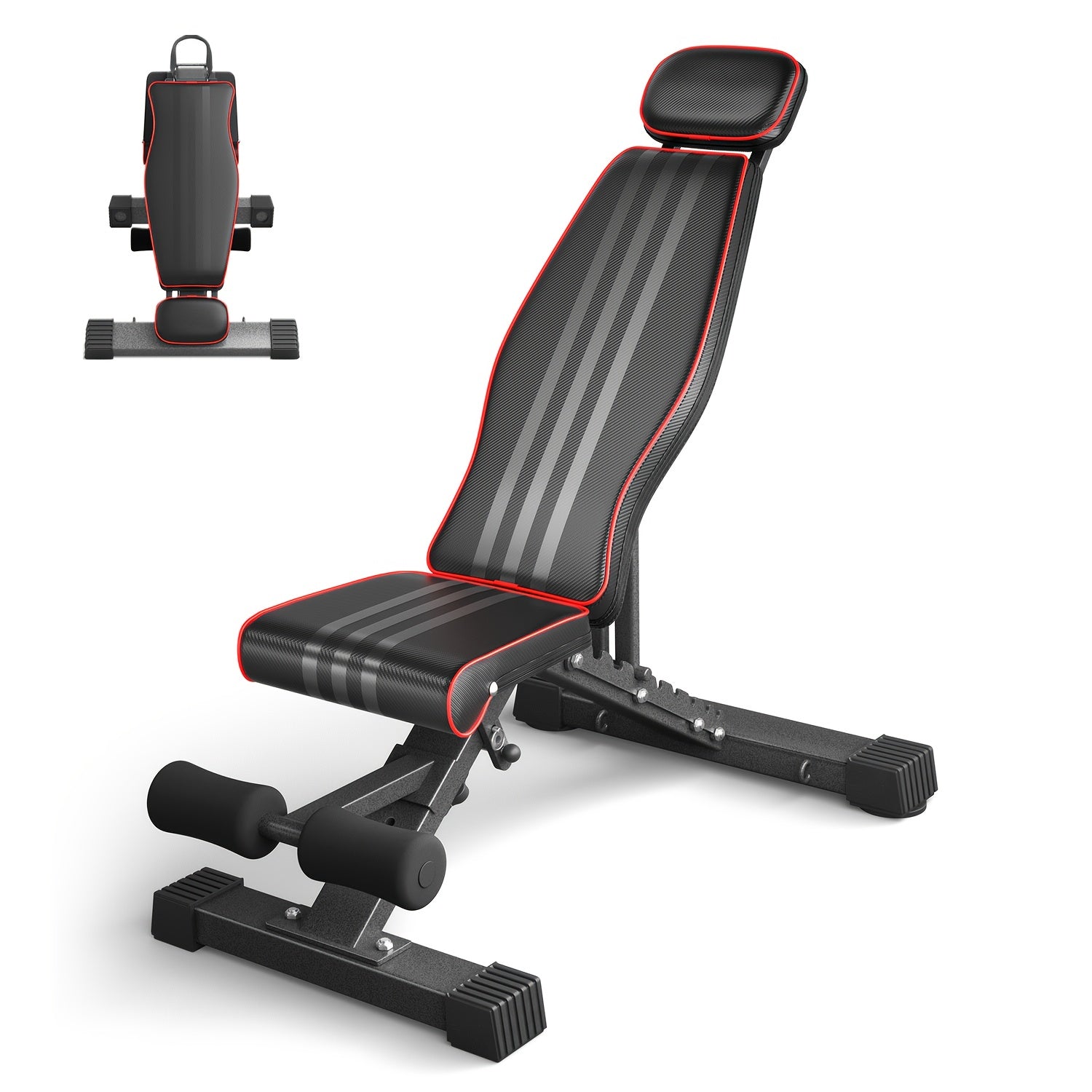 Banca de Pesas Ajustable con Inclinación - Capacidad de 300 kg/660 LB, Banco Plegable para Gimnasio en Casa con Estructura de Hierro Resistente y 10 Posiciones Ajustables para Ejercicios de Prensa de Pecho, Hombros y Abdominales (Negra)