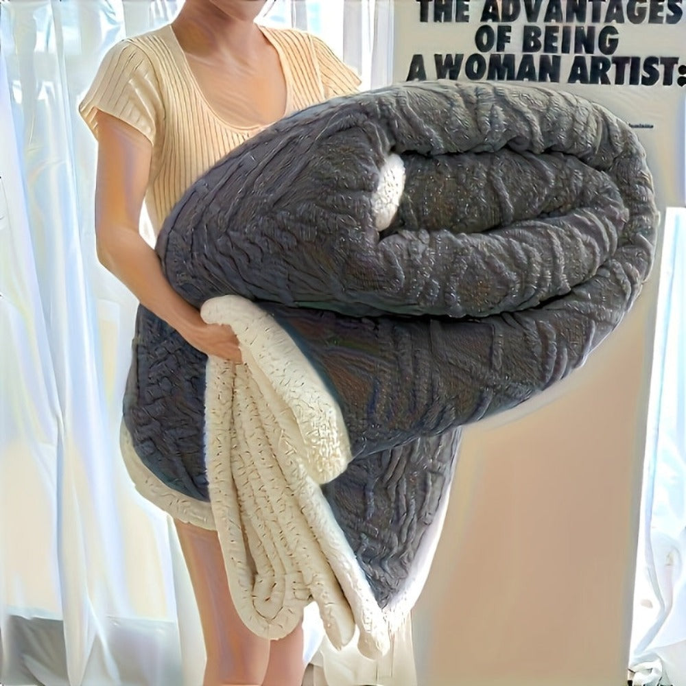 Manta de Pelo Sintético de Tejido Jacquard Premium - Textura Ultra Suave como Terciopelo, Hipoalergénica y Antiestática - Bordes Doble Costura para Mayor Durabilidad - Calidez Invernal Acogedora - Lavable a Máquina, Ligera, Ideal para Regalos de Fiestas y