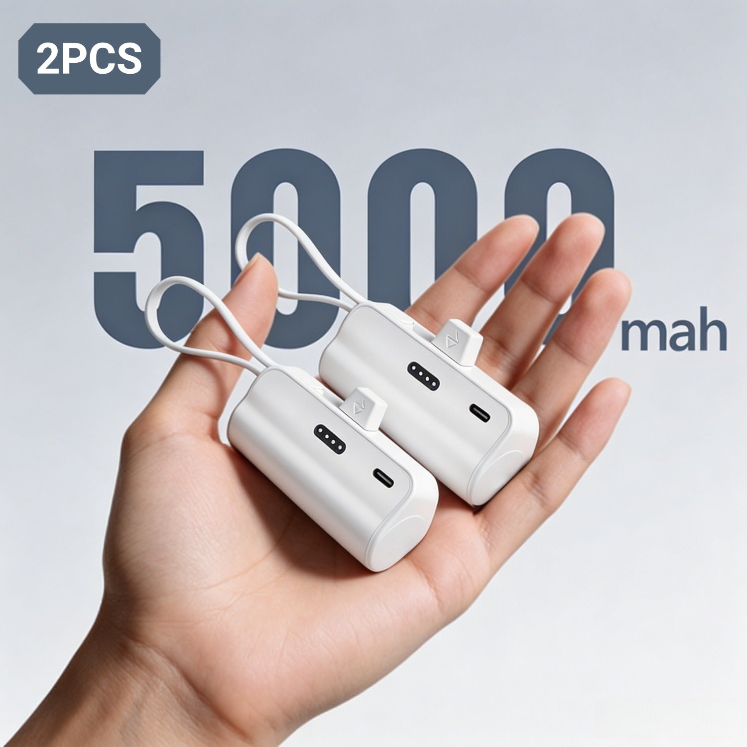 Power bank para carga durante viajes y uso diario | 5000 mAh y 2 unidades