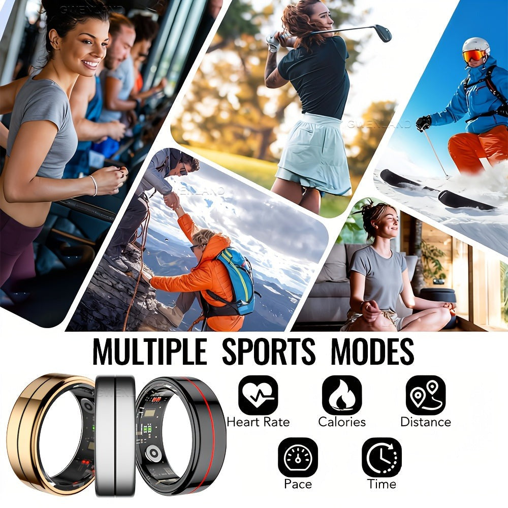 Anillo Inteligente GWENLANDFashion - Conexión Inalámbrica, Gestión de Fitness y Sueño, Capacidad de Batería 15mAh (Talla 8) / 18mAh (Talla 9-13), Fotografía de Ondas, Múltiples Modos Deportivos, Material de Acero Inoxidable - Ideal para la Vida Diaria, Fi