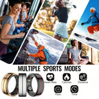 Anillo Inteligente GWENLANDFashion - Conexión Inalámbrica, Gestión de Fitness y Sueño, Capacidad de Batería 15mAh (Talla 8) / 18mAh (Talla 9-13), Fotografía de Ondas, Múltiples Modos Deportivos, Material de Acero Inoxidable - Ideal para la Vida Diaria, Fi
