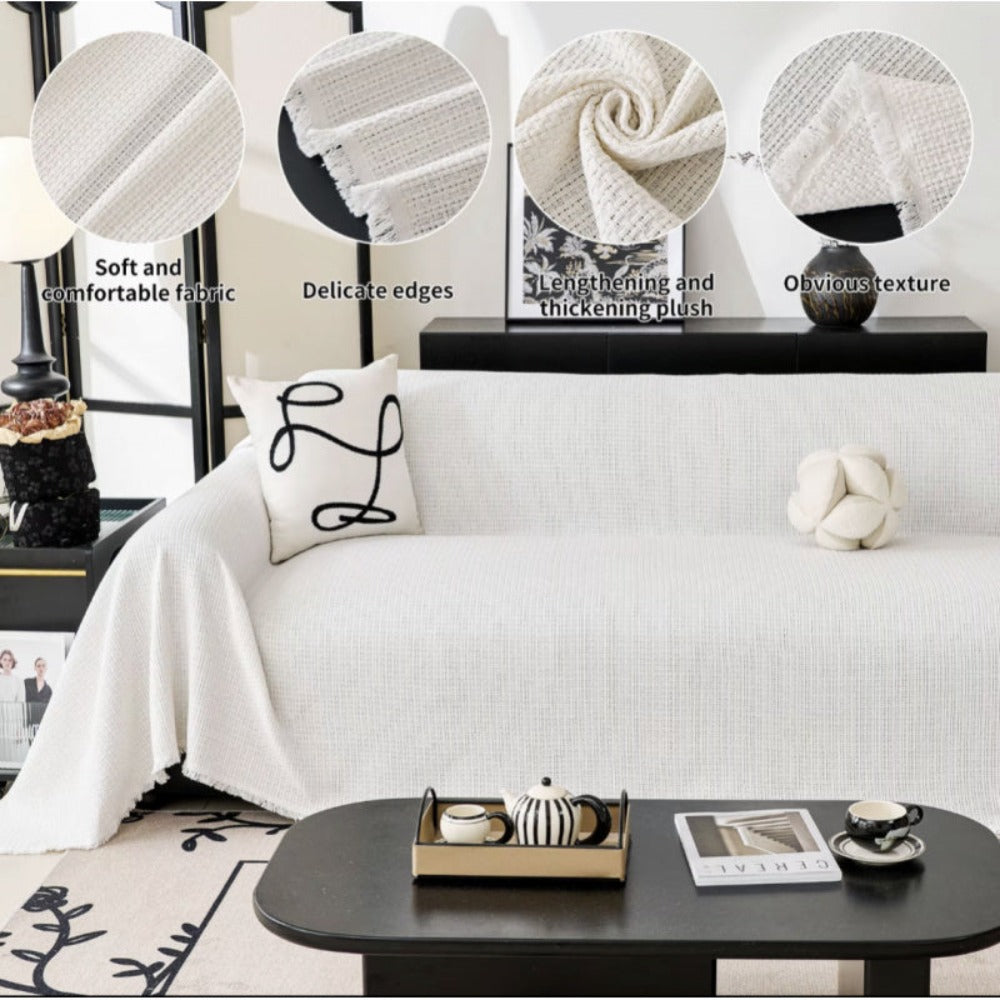 Gris Oscuro Gran Tamaño Cubierta Sofá Textura Waffle Tejido Extra Suave Duradero Fácil Limpiar Totalmente Tapizada Antideslizante Resistente Mascotas Todo Uso Todo Temporada Estilo Minimalista