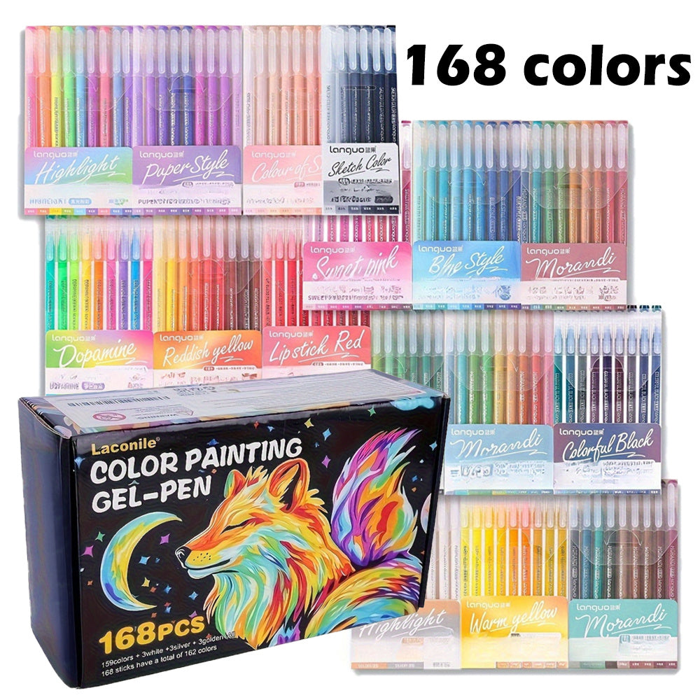 Bolígrafos y rotuladores | Set de Bolígrafos de Escritura a Mano de 168 COLORES con Colores Intensos, Ideal para Cuadernos, Pintura, para Tomar