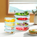 8/16 piezas Contenedores de vidrio con tapas, Juego combinado de contenedores de vidrio transparentes herméticos de 370 ml + 1040 ml para preparar comidas, aptos para lavavajillas, microondas y congelador, azul