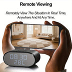 Cámara de seguridad inalámbrica despertador 4K con detección de movimiento, compatible con visualización remota en tiempo real por WIFI, notificaciones de alarma por aplicación y correo electrónico, compatible con Android e IOS, carga USB, incluye tarjeta