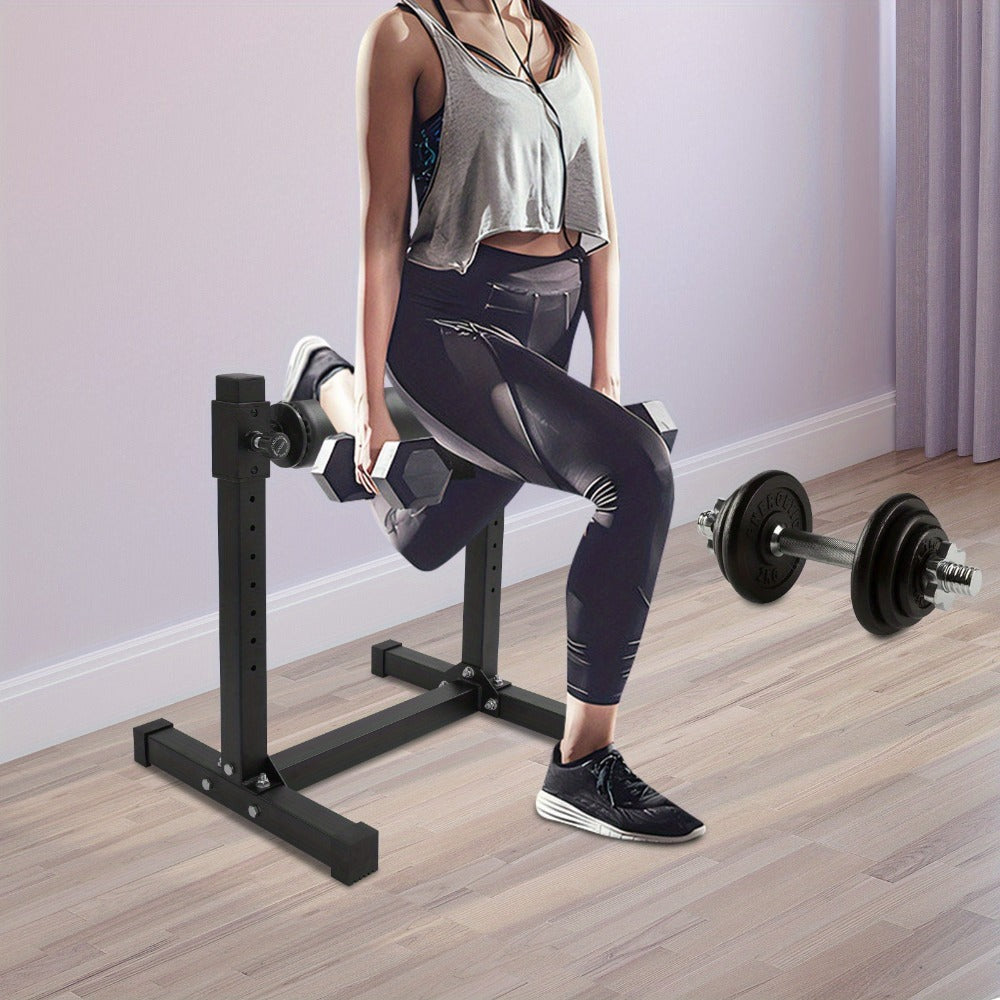 Soporte de sentadilla con pierna ajustable con rueda - Negro, 60,96x56,64x67,06cm, gran capacidad de carga (199,58KG), alfombras antideslizantes, perno de ajuste de altura, ideal para gimnasios y lugares de fitness en casa, sin batería