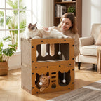 Rascador para gatos | Cama rascadora grande para gatos con juguetes colgantes y cómoda - Cartón duradero, diseño de varios niveles para todos los