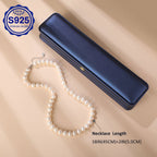 Conjunto de collar de perlas de agua dulce en plata de ley S925 | Cierre de langosta y cadena extensible | Longitud ajustable