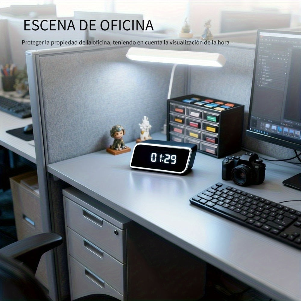 Cámara de Reloj Rectangular Inteligente, Cámara Inalámbrica Wifi 1080P con Visión Nocturna, Detección de Movimiento y Visualización Remota, Cámara de Vigilancia para Bebés/Personas Mayores/Mascotas, Seguridad Interior para el Hogar, Decoración de Escritor