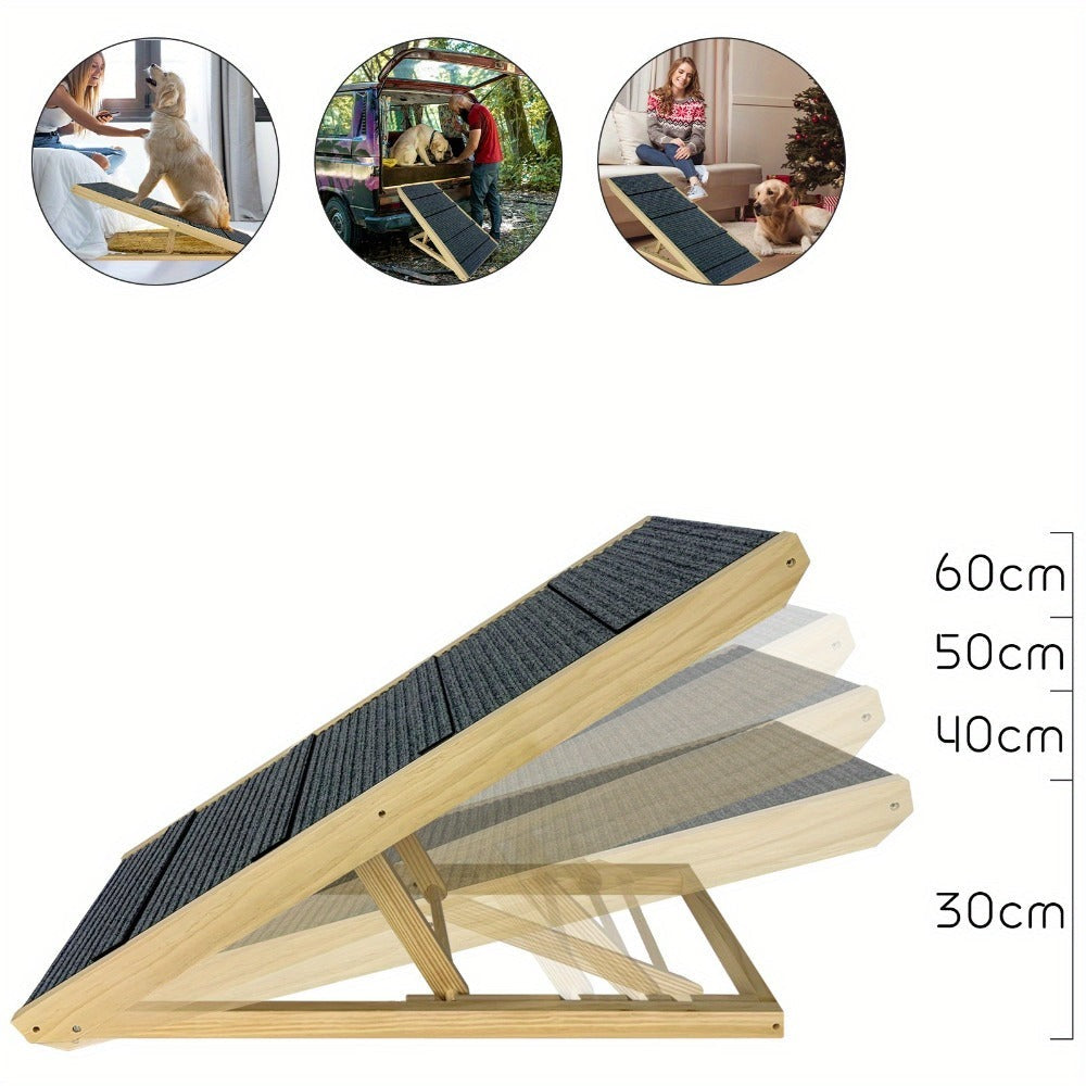 Rampa plegable para perros Portátil, rampa para mascotas Cuatro niveles de altura ajustables Escaleras para gatos y perros grandes Pasos antideslizantes para camas, sofás o coches Escalera para mascotas Carga máxima 100kg 100x40x60cm