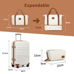 Juego de maletas de 2/4 piezas color blanco crema, carcasa rígida de ABS con trolley, candado TSA, 4 ruedas giratorias, maleta de viaje