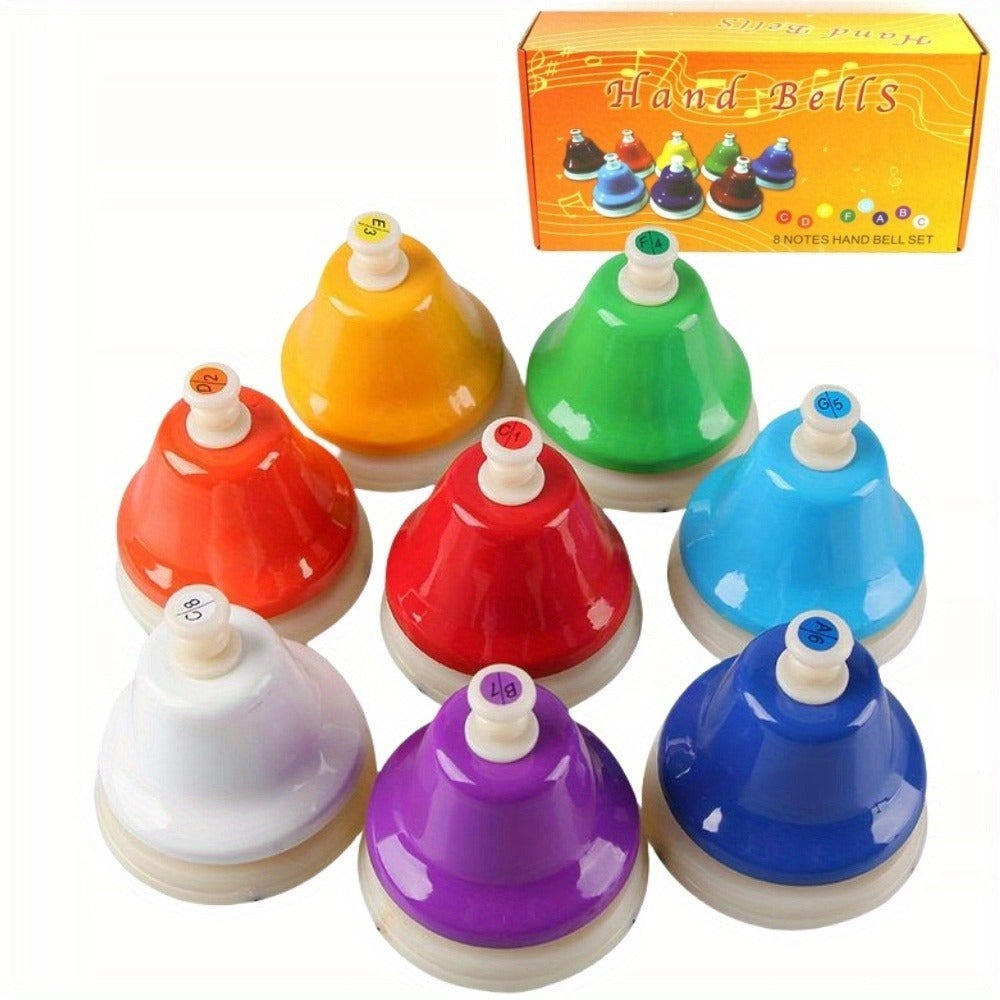 Campana de 8 Tonos C D E F G A B C con Colores Brillantes, Fácil de Tocar para el Desarrollo Musical y la Inteligencia - 8X Presión Manual