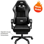 Silla de gaming ergonómica con acolchado de resorte ultrasuave, silla de oficina con reposacabezas y soporte lumbar, ángulo de inclinación y reposapiés ajustables, hecha de piel sintética duradera, regalos para novio