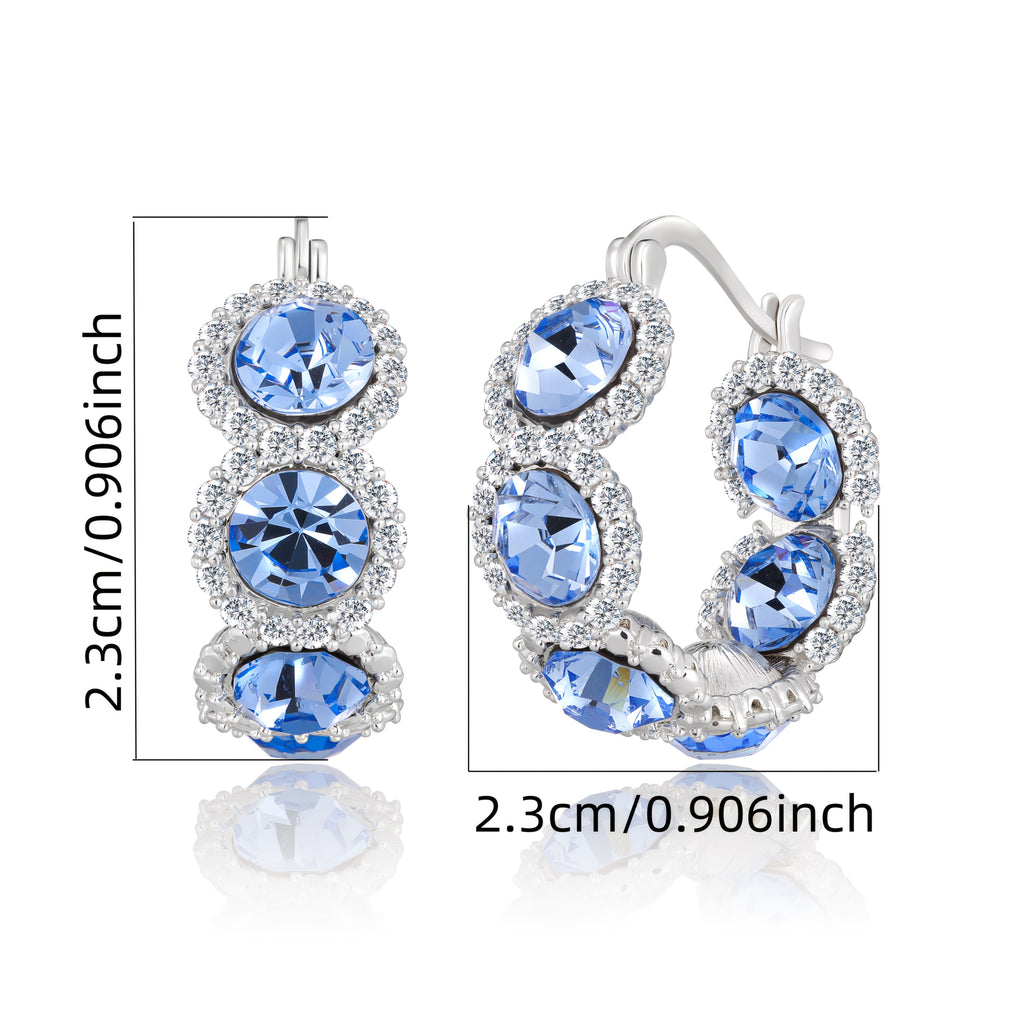 Pendientes de plata 925 de alta calidad para mujer con circonita sintética azul en diseño de corona, perfectos para ocasiones elegantes y a la moda. Regalos ideales para Navidad, San Valentín o cumpleaños, presentados en una hermosa caja de regalo.