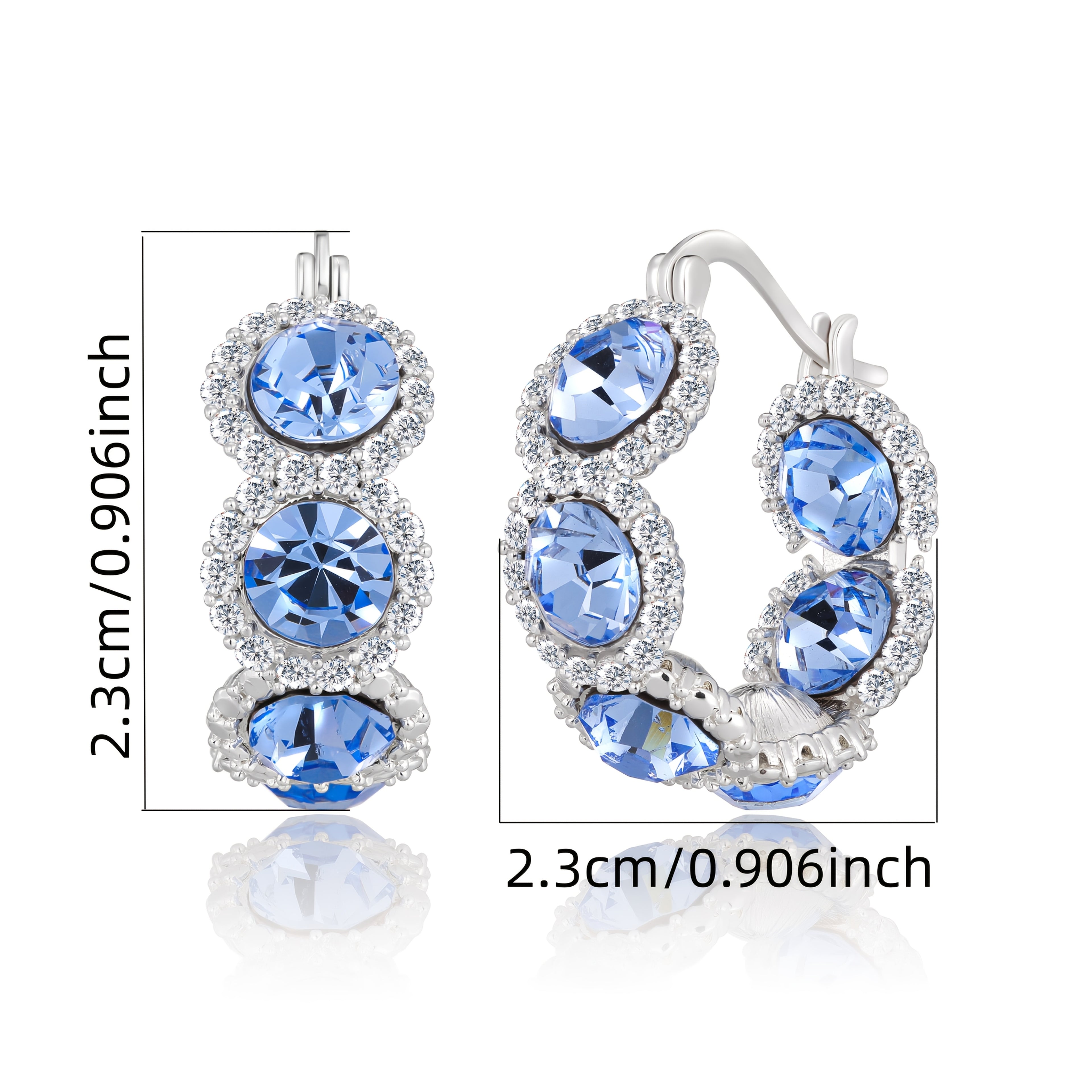 Pendientes de plata 925 de alta calidad para mujer con circonita sintética azul en diseño de corona, perfectos para ocasiones elegantes y a la moda. Regalos ideales para Navidad, San Valentín o cumpleaños, presentados en una hermosa caja de regalo.