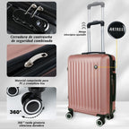 Maleta De Cabina Exclusiva Para Vuelos Europeos, Ideal Para Vacaciones De Verano Y Viajes A La Playa. Dimensiones Precisas De 55×40×20 Cm, Diseño Rígido Resistente Con 4 Ruedas Giratorias 360°, Tirador Telescópico Suave Y Cerradura De Seguridad. Ligera Y