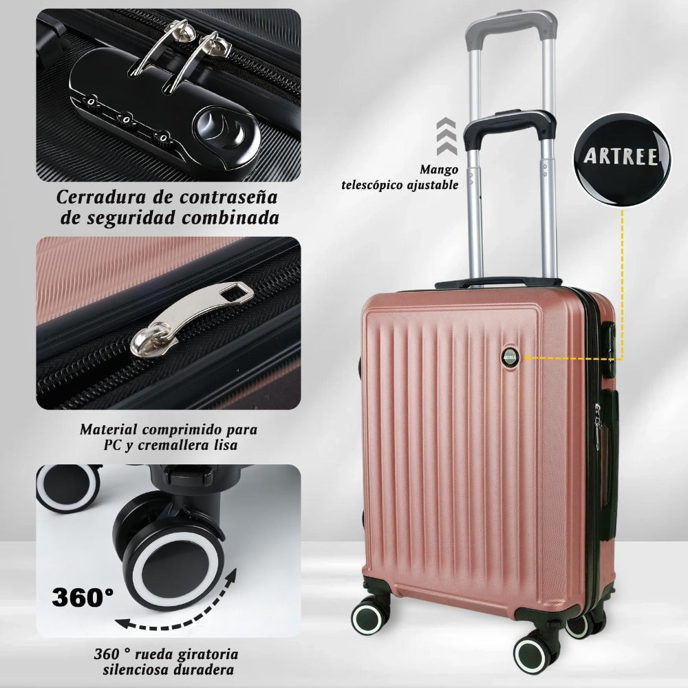 Maleta De Cabina Exclusiva Para Vuelos Europeos, Ideal Para Vacaciones De Verano Y Viajes A La Playa. Dimensiones Precisas De 55×40×20 Cm, Diseño Rígido Resistente Con 4 Ruedas Giratorias 360°, Tirador Telescópico Suave Y Cerradura De Seguridad. Ligera Y