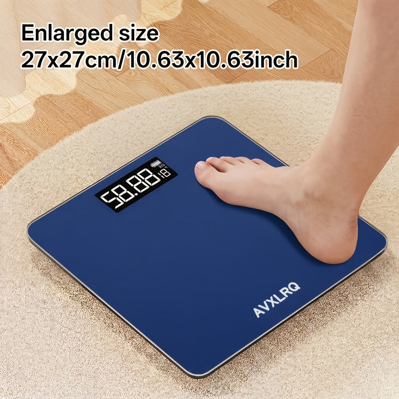 Báscula de baño de alta precisión, báscula electrónica de cuerpo con pantalla LCD ultradelgada con visualización de temperatura, inicio automático al pesar, pesaje hasta 180 kg, cambio de unidad LB/KG, diseño de plataforma de vidrio templado antideslizant