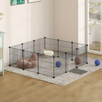Barraza Compacta para Mascotas Pequeñas - Fácil de Instalar, Recinto Robusto y Expandible con Entrada para Uso Interior/Exterior - Ideal para Cachorros, Conejitos, Gatitos y Más