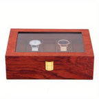 Reloj de joyería, caja de exhibición de madera, caja de almacenamiento de 10 ranuras, grano de roble, regalo.