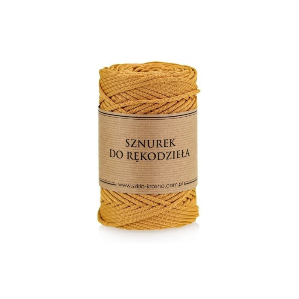 Cordón plano de poliéster para macramé, amarillo mostaza, 3 mm, 100 m