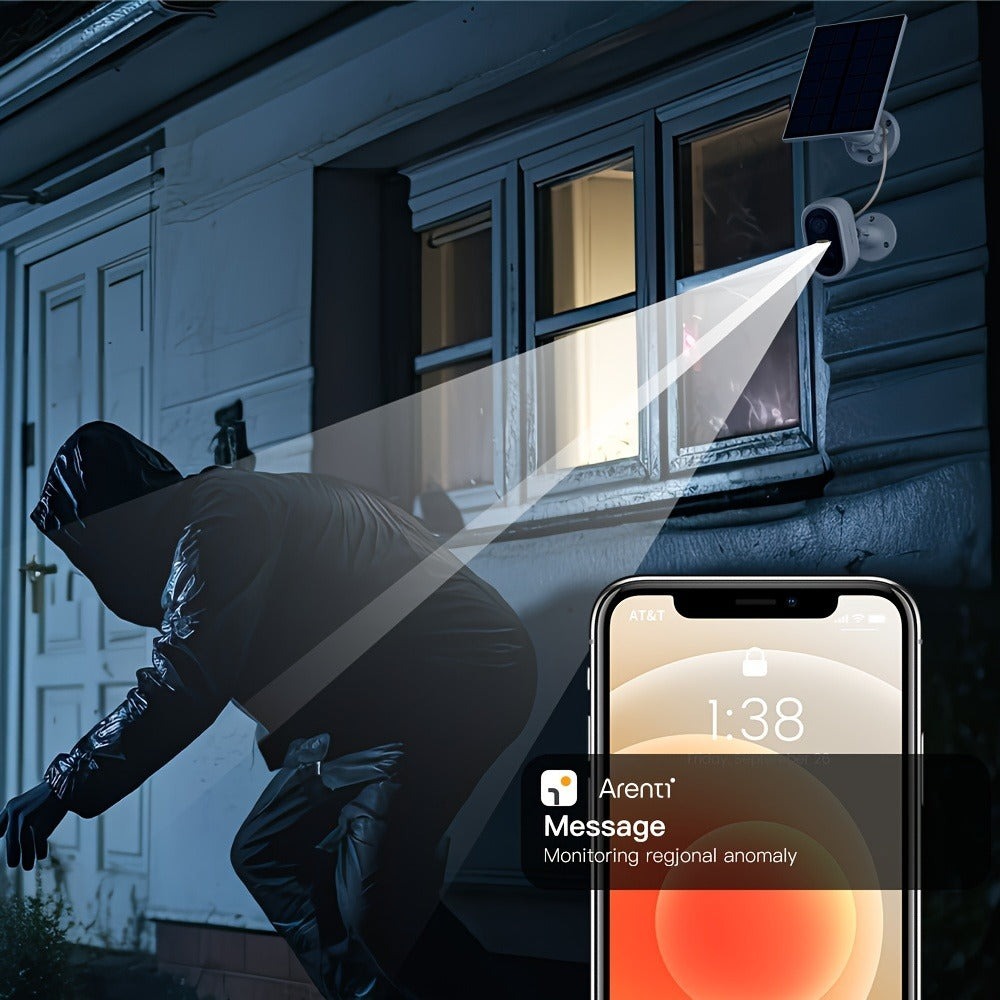 Cámara de seguridad inalámbrica con energía solar Laxihub, resolución de video de 3 millones de píxeles, cámara CCTV, cámara de vigilancia sin cables con energía solar, cámara de vigilancia con batería, nube/SD, detección de movimiento con IA, foco, IP65,