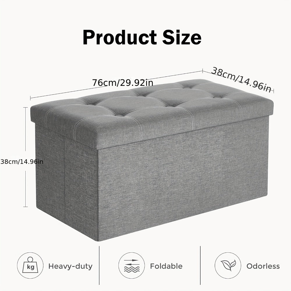 Taburete de almacenamiento plegable de tela, el material de tela es fácil de guardar y fácil de cuidar, 2 tamaños disponibles, fuerte capacidad de carga adecuada para sentarse, taburete para cambiar zapatos en el sofá, banco de almacenamiento, banco largo