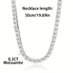 Joyería de plata 925 para mujer, cadena de tenis con pedrería completa, collar de moissanita de 0.3 quilates, lujo ligero y brillante, accesorios de diseño de nicho de alta gama, el mejor regalo para Navidad, San Valentín, cumpleaños o cita nocturna, con