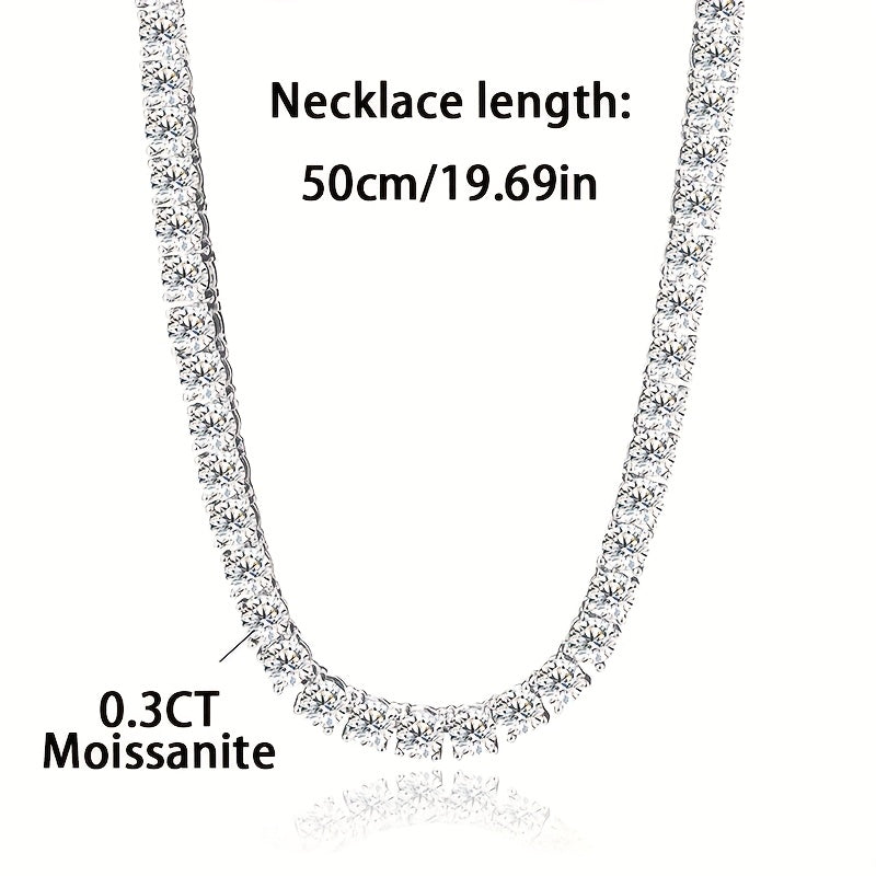Joyería de plata 925 para mujer, cadena de tenis con pedrería completa, collar de moissanita de 0.3 quilates, lujo ligero y brillante, accesorios de diseño de nicho de alta gama, el mejor regalo para Navidad, San Valentín, cumpleaños o cita nocturna, con