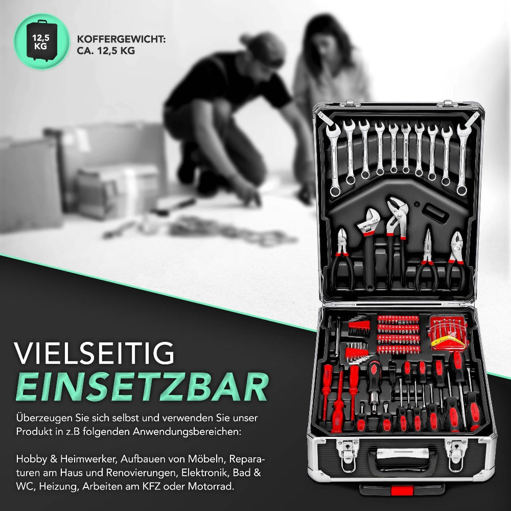 TRESKO® Juego de Herramientas Completo de 1400 piezas | Gabinete de Herramientas Lleno | Caja de Herramientas XXL | Bolsa de Herramientas con Herramientas | Carro de Herramientas | Acero al Cromo-Vanadio